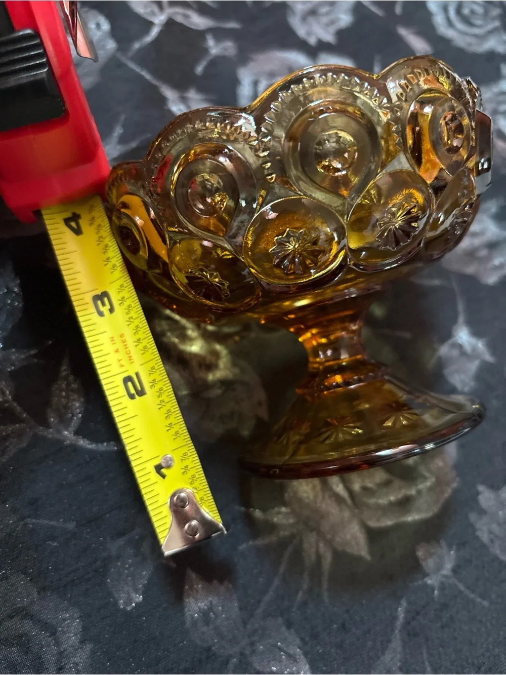 LE Smith Amber Glass Compote